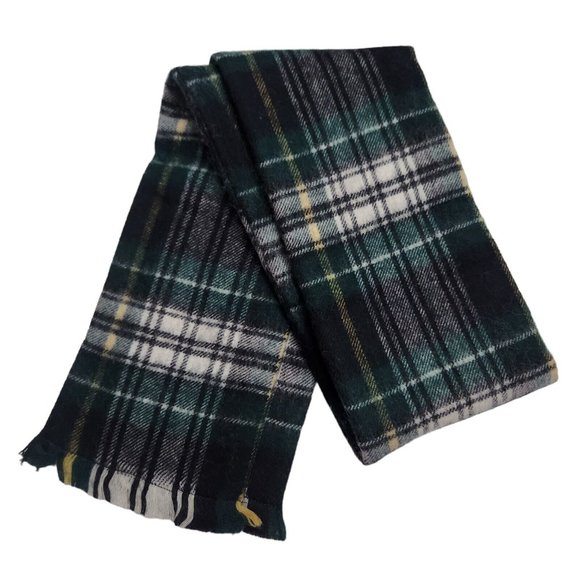 Vintage Tartan Green Plaid 100% Australian Wool Scarf Made In USA - Picture 4 of 8